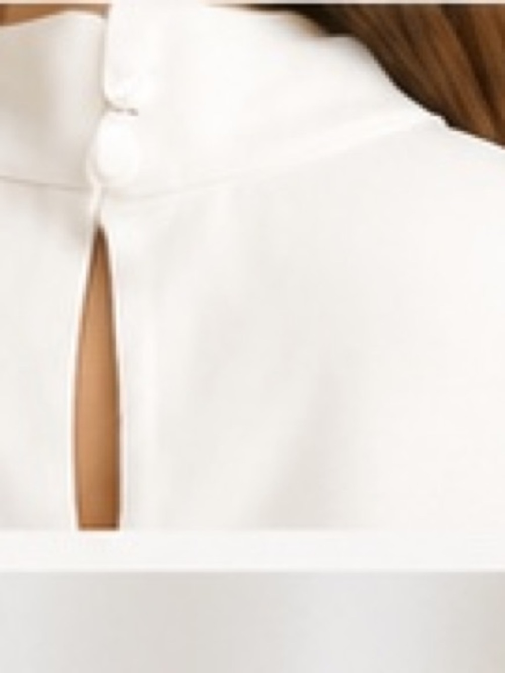 Elegante Ivory Sleeveless A-Line Dress, Mock Neck, Woven Detail, Size L. - Picture 4 of 4